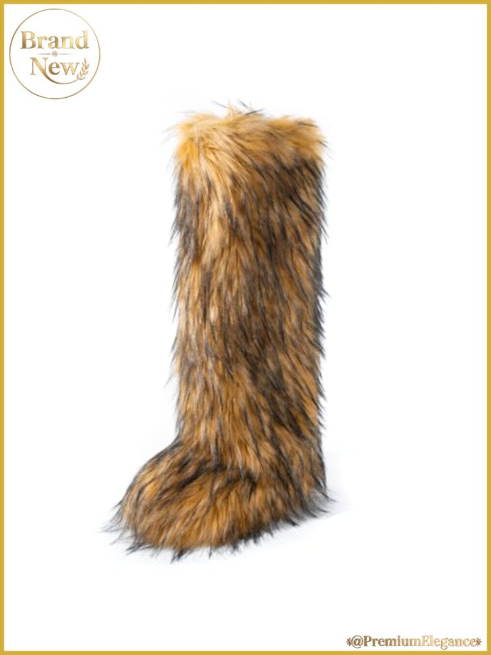 Faux Fur Knee-High Winter Boots Round Toe Furry Fluffy
